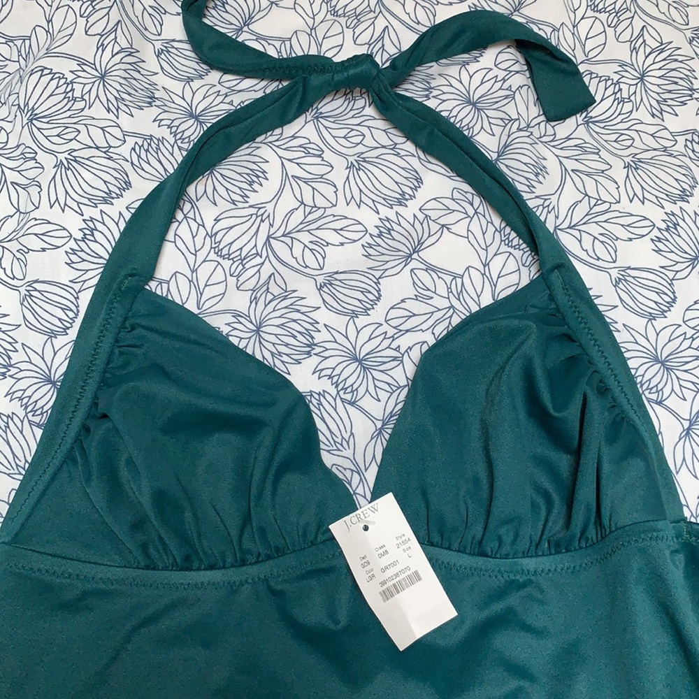 J. Crew green halter swim top sz L New!